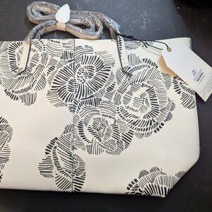 Handbag Tote Bag, White and Black floral